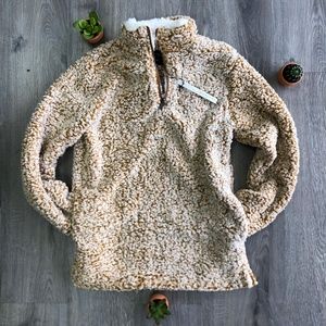 Half Zip Sherpa Pullover Sweatshirt Fleece Mustard